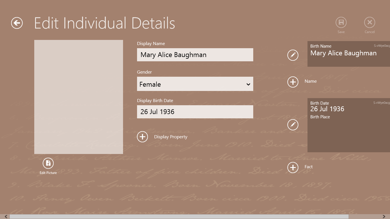 Edit Individual Details